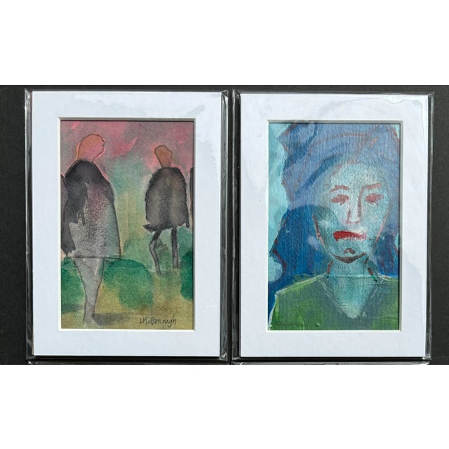 2010s “a Rigid Dichotomy and Another Monday” Original Expressionist Portrait Paintings by Linda McDonough - a Pair For Sale - Image 5 of 7