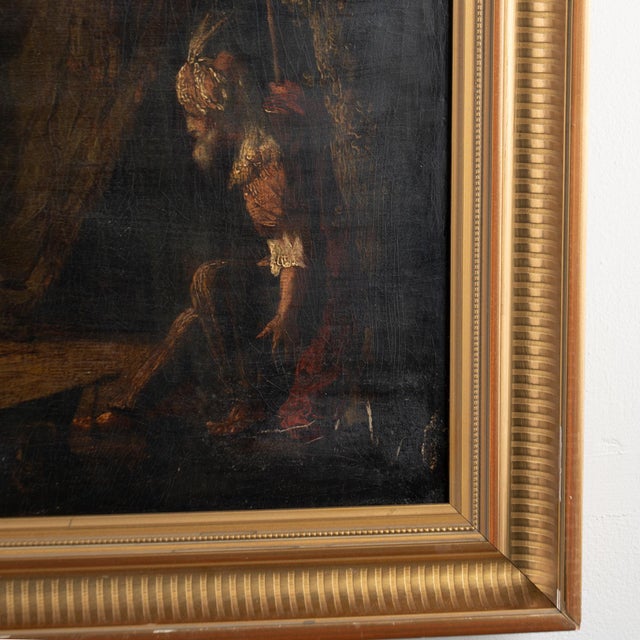 18th Century Swedish Original Oil on Canvas Painting Dramatic Narrative Including Soldiers For Sale - Image 9 of 10