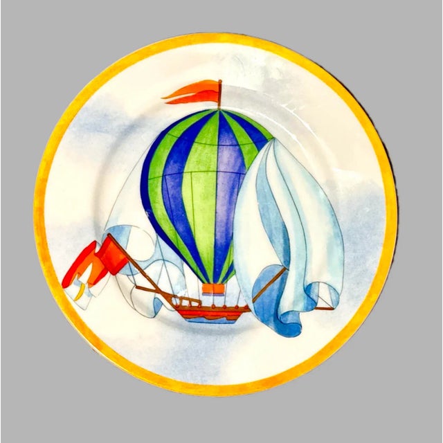 Late 20th Century Vintage Hot Air Balloons Salad / Dessert Plate Set by Williams Sonoma - Set of 4 For Sale - Image 5 of 6