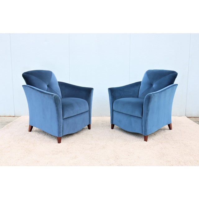 Art Deco Style Royal Blue Velvet Lounge Chairs by Jofco - a Pair For Sale - Image 13 of 13