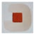 Original Painting | Cream and Orange-Red Abstract Loop, 10 X 10 In. For Sale