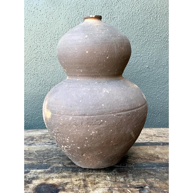 Contemporary Vintage Double Gourd Ceramic Vase For Sale - Image 3 of 12