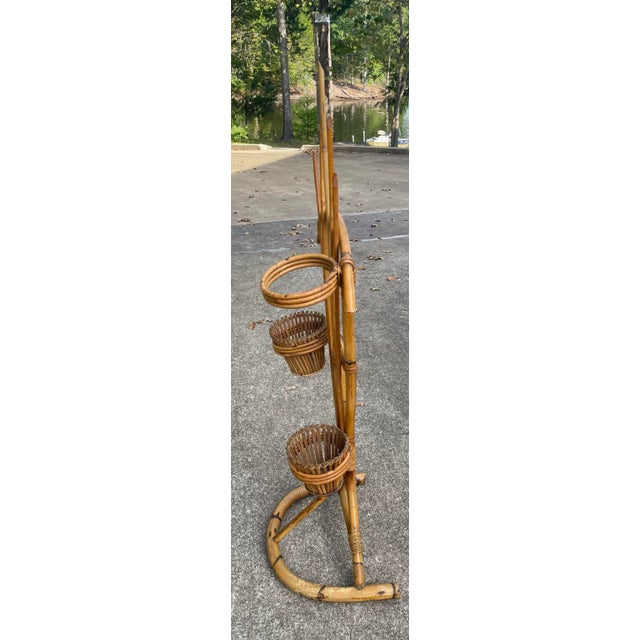 Wood Vintage Bamboo Plant Stand For Sale - Image 7 of 10