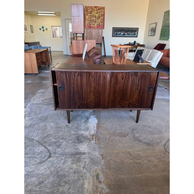 Wood Danish Mid 20th Century Modern Rosewood Sideboard - Vintage Credenza With Sliding Doors For Sale - Image 7 of 11