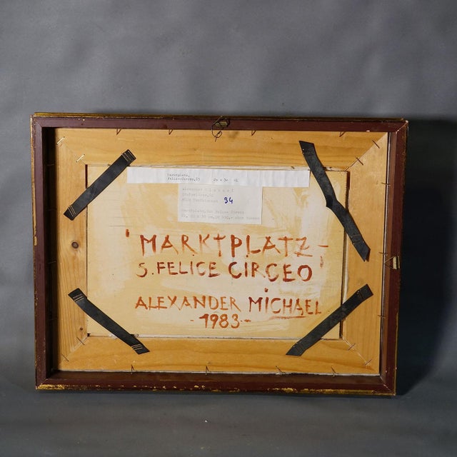 Alexander Michael Oil Painting of the Marketplace in S. Felice Circeo, 1983 For Sale - Image 4 of 8