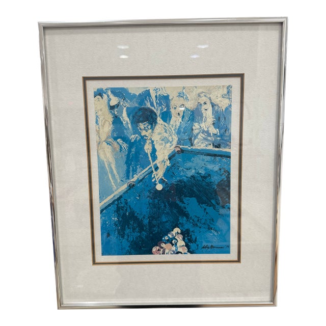 Leroy Neiman at the Billiards Circa 1990's Signed Print Framed For Sale