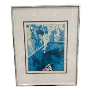 Leroy Neiman at the Billiards Circa 1990's Signed Print Framed