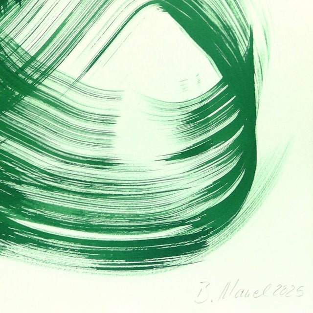 The Green Dress 25 - Abstract Flowy Minimalist Figurative Ink Painting on Paper by Bettina Mauel For Sale - Image 4 of 6