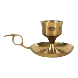 Vintage Brass Taper Candle Holder W/ Handle