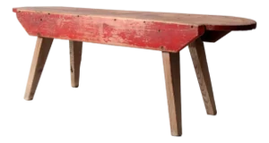 Antique Red Painted Farmhouse Bench