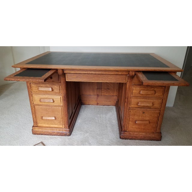 Late 19th Century Solid Oak Executive Desk Chairish