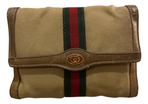 1970s Vintage Web Stripe Necessaire Clutch by Gucci