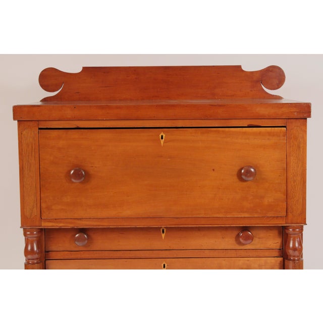 Wood Early 19th Century American Empire Cherry Wood Chest of Drawers For Sale - Image 7 of 13