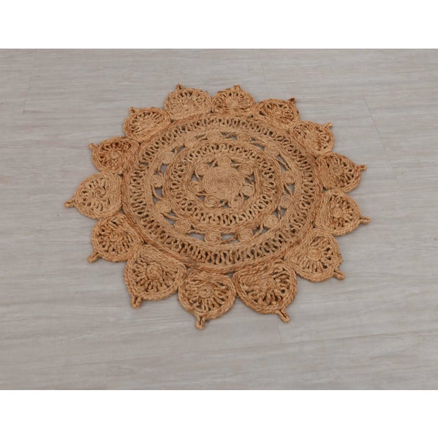 Handwoven Natural Jute Round Rug -4 Foot For Sale - Image 9 of 10