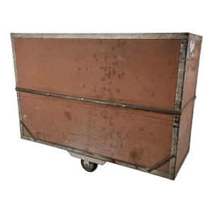 Vintage Industrial Steel and Wooden Trolley, 1950s