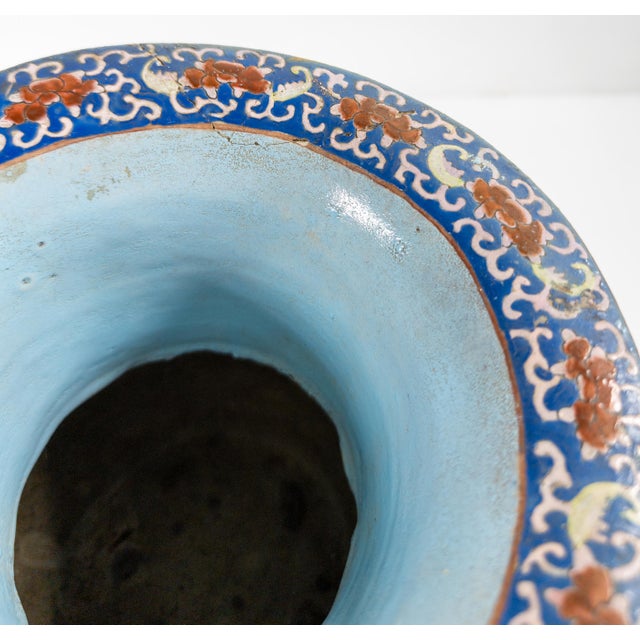 19th Century Chinese Unusual Qing Rose Medallion Yen Yen Vase, Canton Enamel on Stoneware For Sale - Image 11 of 18