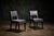 Dakota Jackson contemporary dining chairs, set of 12, upholstered in gray leather with matching upholstered backrests and...