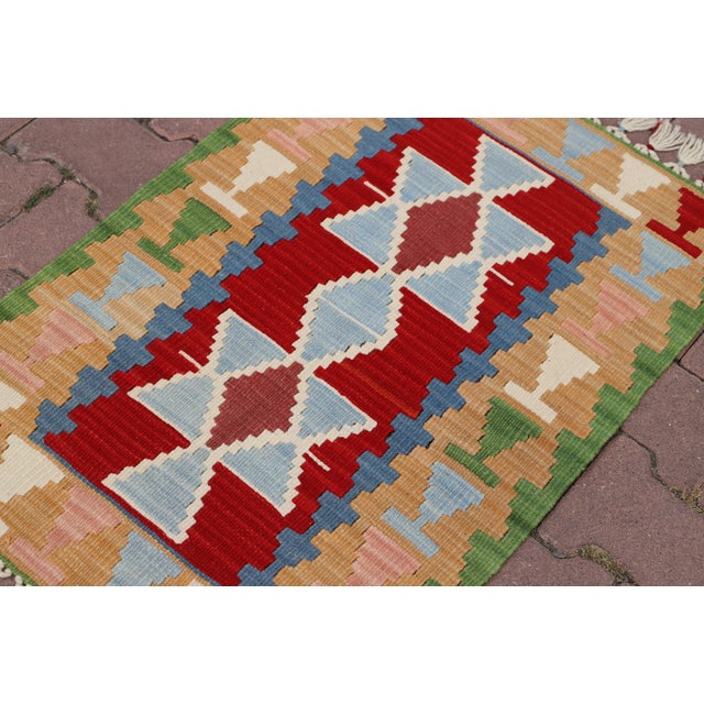 1970s 1970s Southwestern Style Geometric Design Handmade Oushak Accent Rug For Sale - Image 5 of 9