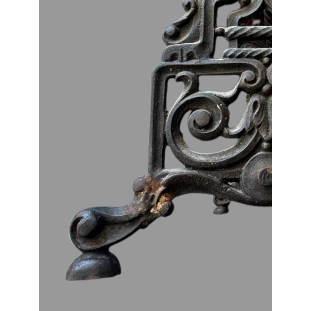 Early 20th Century Antique Cast Iron Upholstered Bench Red Velvet Seat Victorian Gothic Hall Bench For Sale - Image 5 of 10