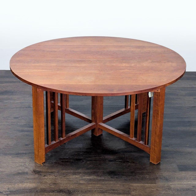 Traditional Thos Moser Cherry Wood 9-Piece Extendable Dining Set With Black Leather Seats For Sale - Image 3 of 9