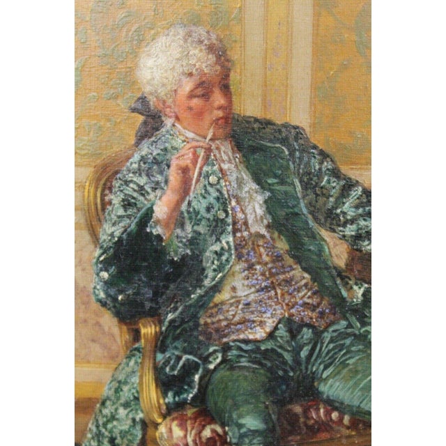 Victorian 1970s Victorian Style Figurative Interior Scene Oil Painting by Talbot Hughes For Sale - Image 3 of 8