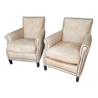 Pair of Rustic Style Hide Covered Club Chairs For Sale