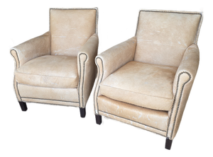 Pair of Rustic Style Hide Covered Club Chairs