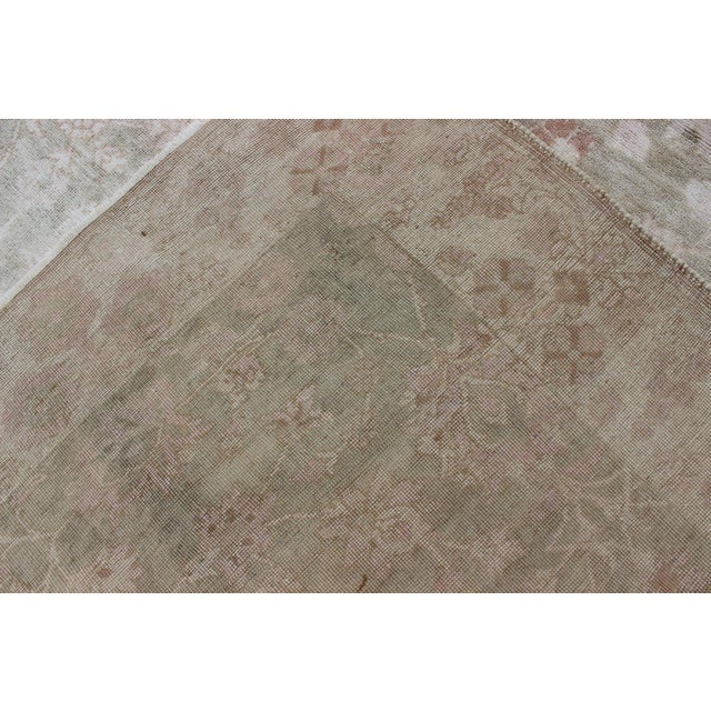 1930's Vintage Turkish Muted Oushak With All-Over Floral Design and Border For Sale - Image 10 of 10