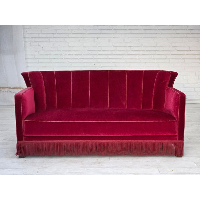 Danish 2-Seater Sofa in Velour with Ash Wood Legs, 1960s For Sale - Image 17 of 17