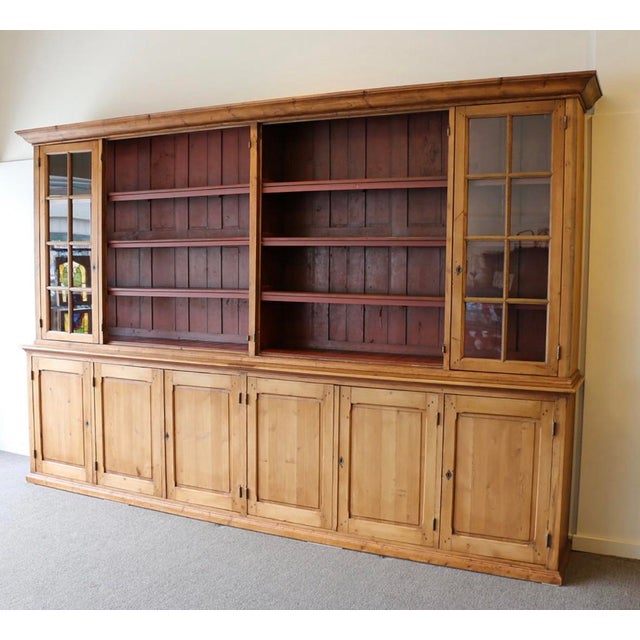 Sienna Mid 19th Century Massive Architectural Dutch Pine Merchant 6 Door Cabinet With Closed Storage For Sale - Image 8 of 12