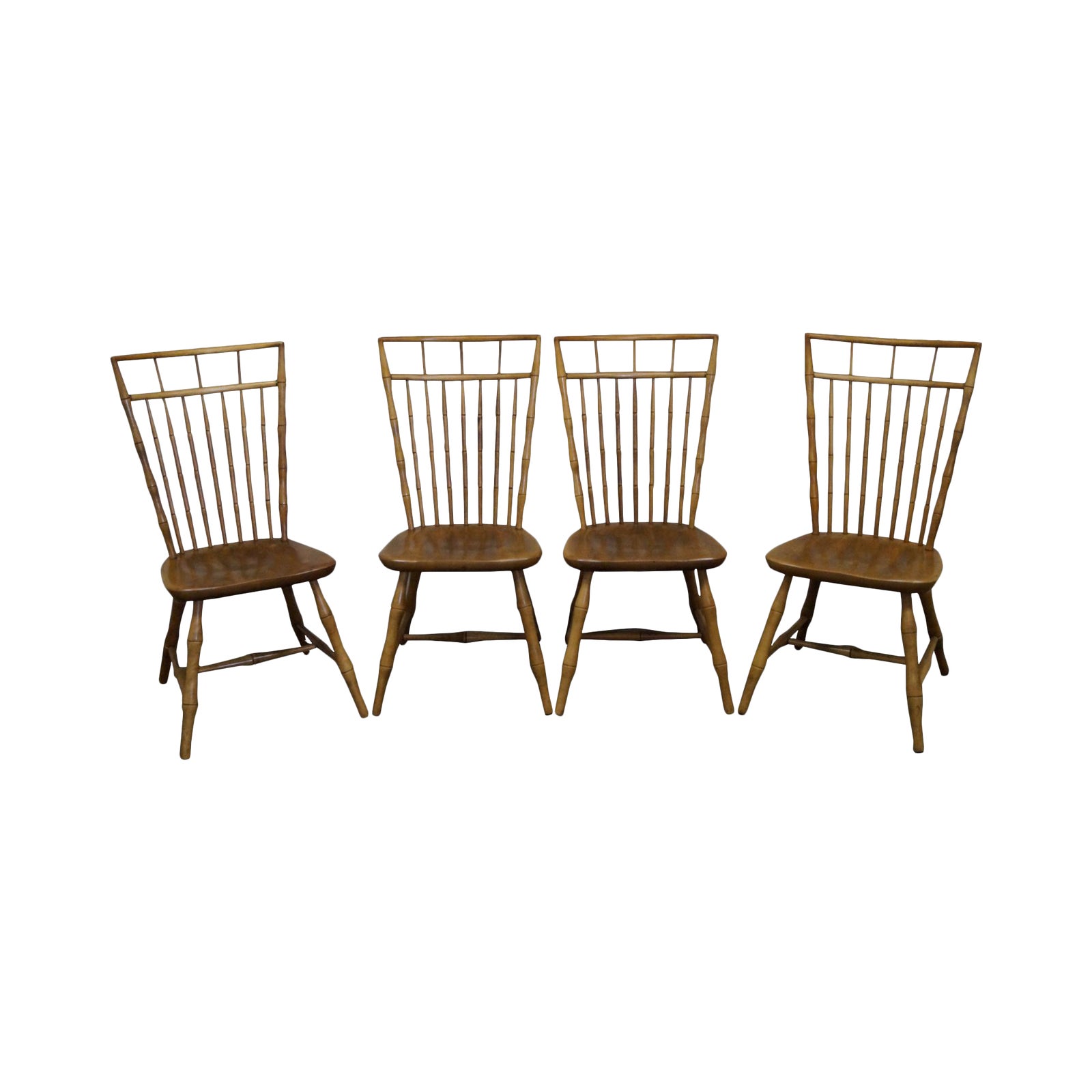 Nichols & Stone Maple Birdcage Windsor Style Dining Chairs Set of 4