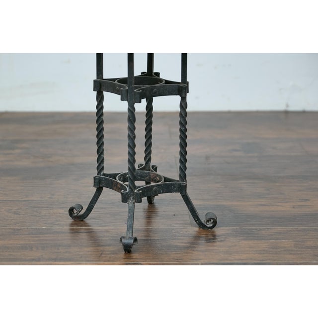 Wood Early 20th Century Turn of the Century French Side Table - Petrified Wood Top and Wrought Iron Base For Sale - Image 7 of 12