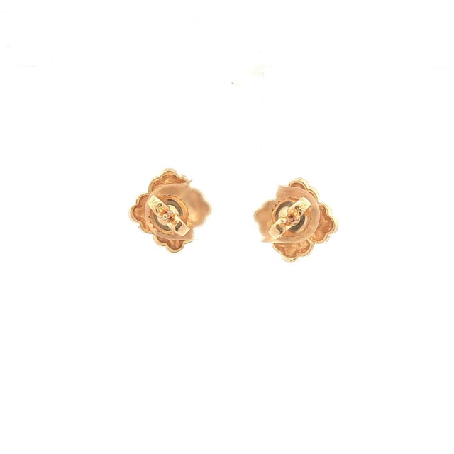 Contemporary Late 20th Century Pair of Sapphire and Gold Flower Button Earrings For Sale - Image 3 of 3