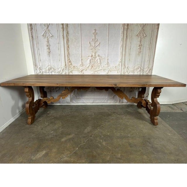 Monumental Spanish Baroque Walnut Trestle Dining Table by Miamar Home For Sale - Image 18 of 18
