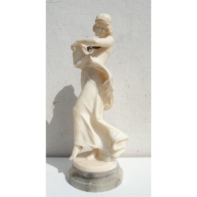 Art Nouveau Carved Alabaster and Bronze Dancer, 1890s For Sale - Image 4 of 18