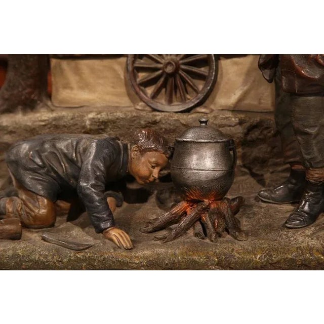 Brown 19th Century French Polychrome Terracotta Scene by J. Le Guluche For Sale - Image 8 of 10