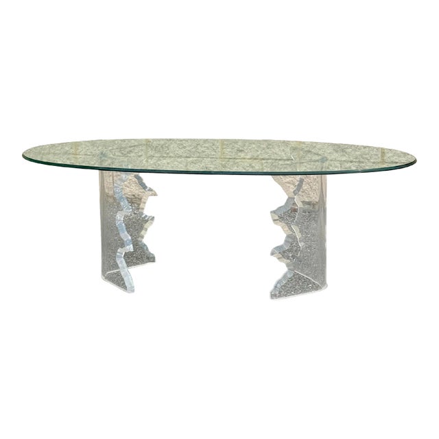1980s Vintage Lucite and Glass Top Coffee Table For Sale