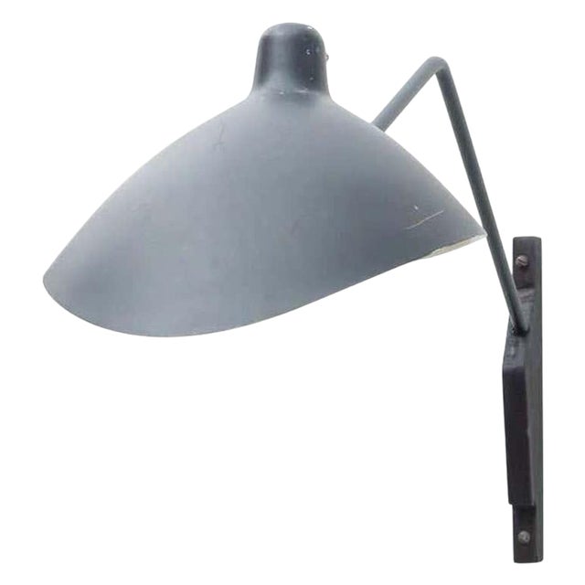 Mid-Century Black Metal Wall Lamp in the style of Serge Mouille, 1950s For Sale