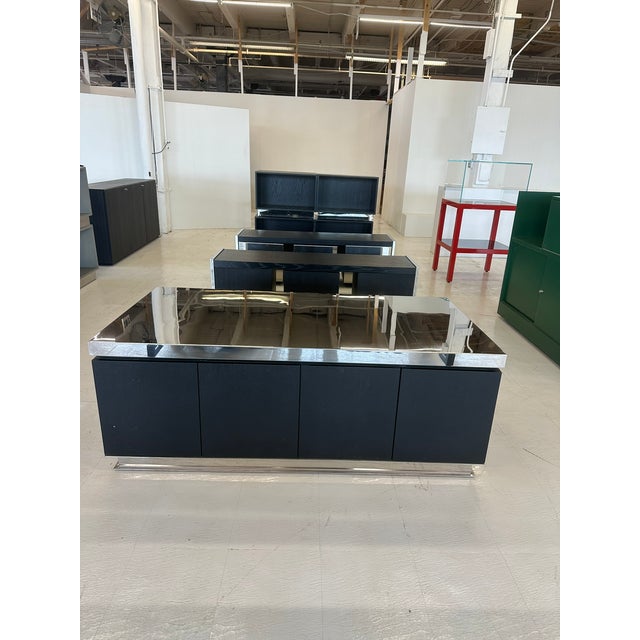Black Modern Storage Cabinets From Armani Xchange ; Brushed Steel and Ebonized Wood For Sale - Image 8 of 9
