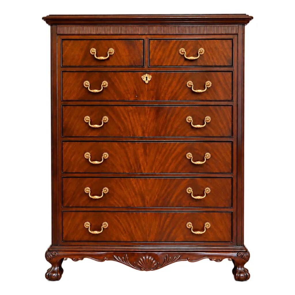 Vintage Drexel Chippendale-Style Seven-Drawer Tall Chest | Chairish