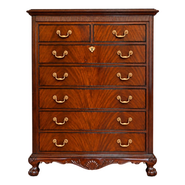 Vintage Drexel Chippendale-Style Seven-Drawer Tall Chest For Sale