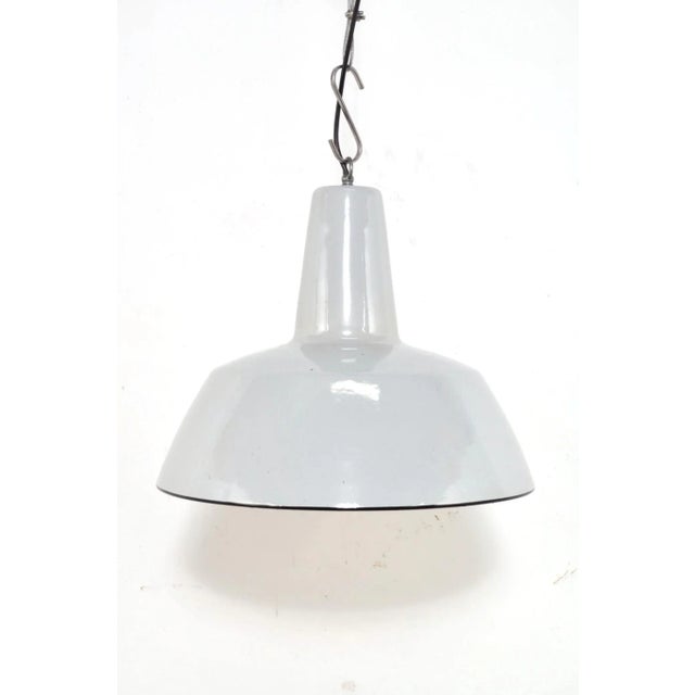 Gray Vintage Enamel Pendant Lamps, 1950s For Sale - Image 8 of 9
