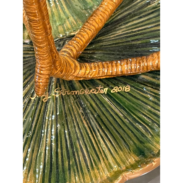 Jay Strongwater Lily Pad Crane Statue Signed For Sale In Phoenix - Image 6 of 7
