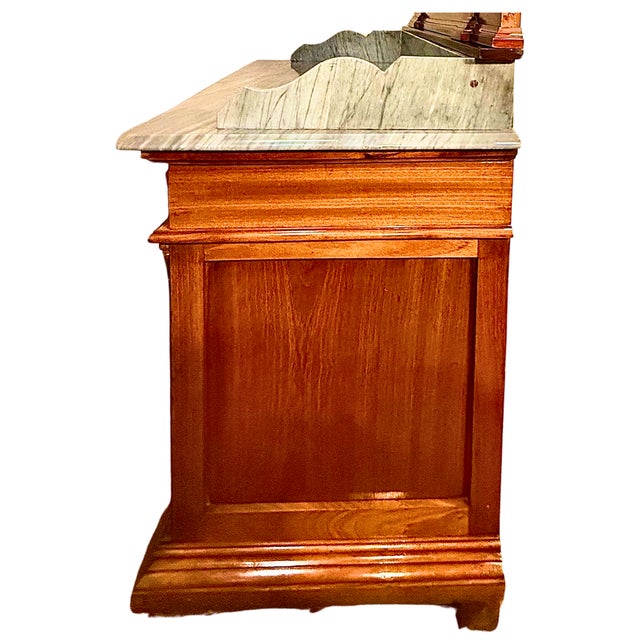 **Antique Victorian Vanity**Carved Solid Walnut W/Marble Top** For Sale In Denver - Image 6 of 9