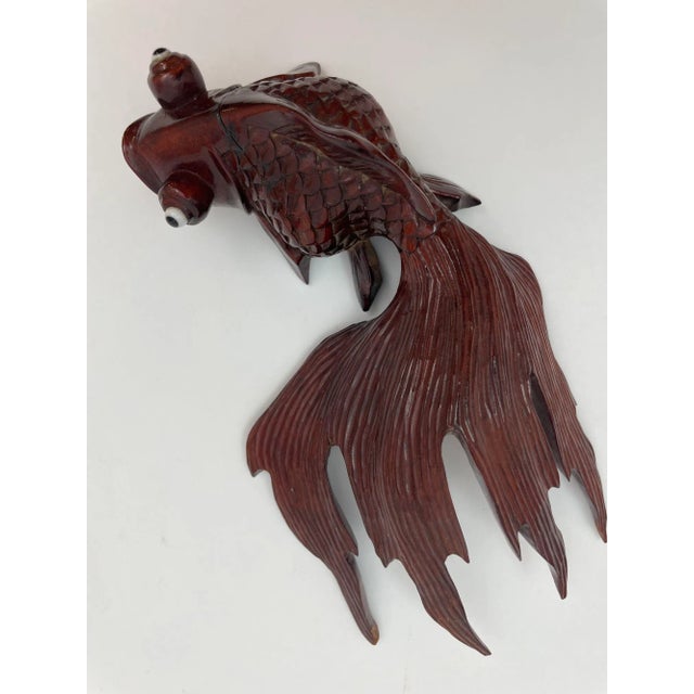 Japanese Hand Carved Wood Koi Fish Sculpture 1920 | Chairish