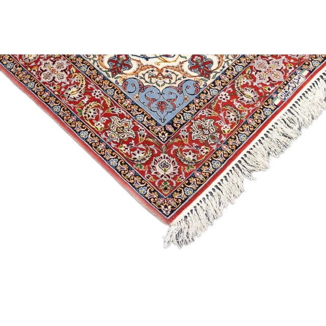 Extremely Fine Persian Isfahan Wool & Silk Rug 3'8'' X 5'3'' For Sale - Image 4 of 12