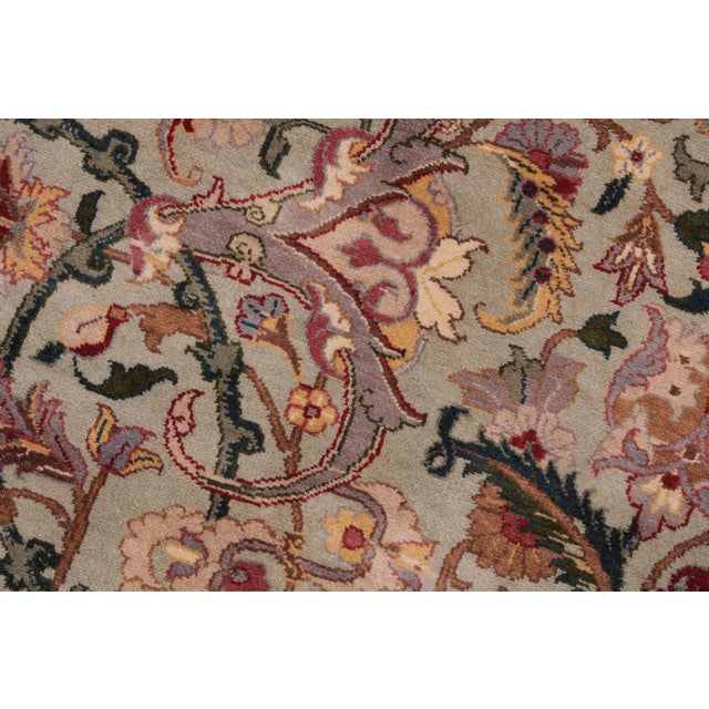 Shabby Chic 1990's Kashan Pak-Persian Green/Green Wool Rug - 9'3'' X 11'9'' For Sale In New York - Image 6 of 9
