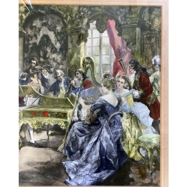 Early 20th Century C. 1900 Vicente García De Paredes "The Recital" Lithograph in Gilt Ornate Frame For Sale - Image 5 of 8