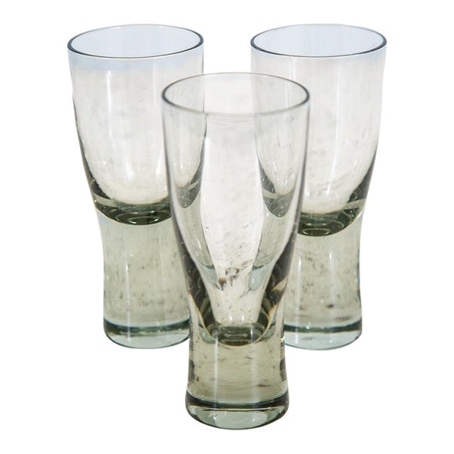 1960s Mid Century Modern Glass Shot Glasses Per Lutkin Holmegaard Smoked Glasses - Set of 3 For Sale