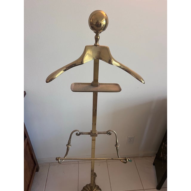 American Vintage Brass Valet Stand For Sale - Image 3 of 3